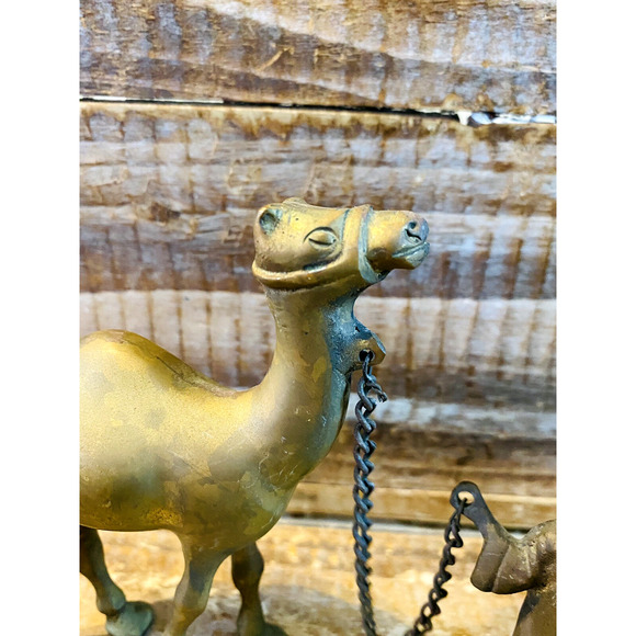 Vintage Mid Century Brass Camel and Shepard Figures - Picture 8 of 11